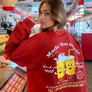 The Mayfair Group Red Made You Smile Graphic Sweatshirt